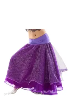 1 шт./лот, детская юбка для танца живота, длинная юбка для танцев из органзы для девочек, юбка для танцев для детей, свободный размер