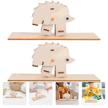 2 Комплекта научных экспериментальных материалов, деревянные поделки в виде ежика, детские игрушки, деревянные головоломки для малышей, игры для укладки
