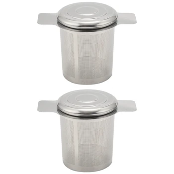 2 упаковки рассыпных фильтров для листового чая, фильтры для чайной корзины из нержавеющей стали, ситечко для чая с заварным кремом, более крутое для подвешивания к чайникам