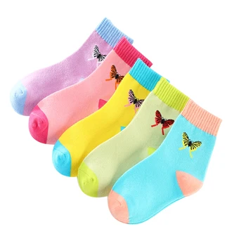 2020 Новые носки для девочек, хлопчатобумажные осенне-зимние носки ярких цветов с милыми бабочками для девочек, детские студенческие носки