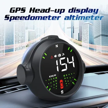 2023 HUD GPS Головной Дисплей Спидометр Высотомер со Скоростью Автомобиля Время Высота Температура Предупреждение О Превышении Скорости для Всех Автомобилей