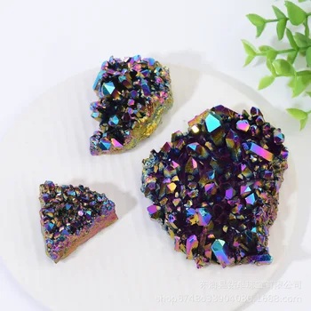 300 г Натурального Гальванического кристалла Angel Halo Quartz Energy Stone Color Dot Mineral Reiki Healing Home Decor Подарок