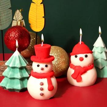 3d Рождественский снеговик, Рождественская елка, силиконовая форма для свечей, сделай сам, Гипсовое мыло, смола, форма для льда, инструмент для изготовления свечей, Рождественский декор, подарок