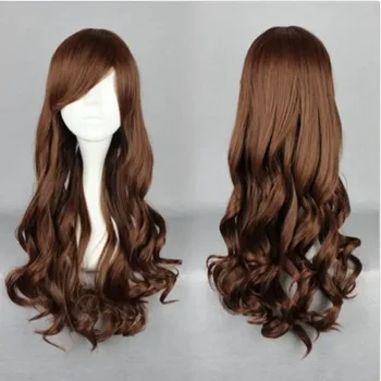 70 см Лолита Длинные коричневые женщины Аниме Косплей кудрявые волнистые волосы для костюмированной вечеринки парик