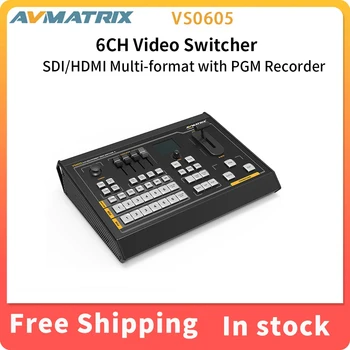 Avmatrix VS0605 6-канальный SDI / HDMI, мультиформатный переключатель потокового видео в реальном времени с PGM-рекордером