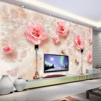 Beibehang Обои на заказ 3d фрески Европейская мода мрамор с тиснением розы 3D фон для телевизора в гостиной обои для домашнего декора
