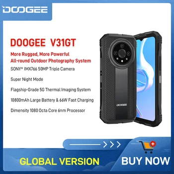 DOOGEE V31GT Прочный Телефон 6,58 ”FHD Dimensity 1080 Восьмиядерный 5G Тепловизионный Ночной Режим 10800 мАч 66 Вт Быстрая Зарядка Телефона