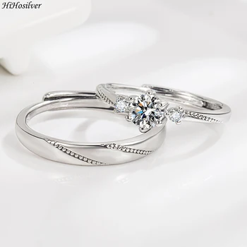 HiHosilver Серебряный цвет Новые женские высококачественные модные украшения с кристаллами и цирконами, парное кольцо для мужчины HS0273