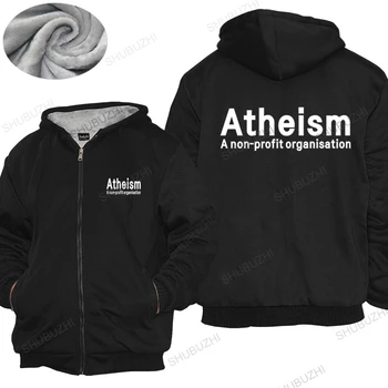 Homme толстовки зимние мужские с толстой капюшоном Atheism - некоммерческая организация Мужская атеистическая религиозная шутка Мужские толстые толстовки с капюшоном