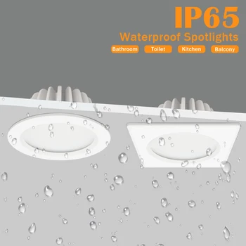 IP65 Водонепроницаемый светильник Точечные светильники С антибликовым покрытием Светодиодный Потолочный встраиваемый точечный светильник с антибликовым покрытием Освещение кухни, ванной, душевой комнаты