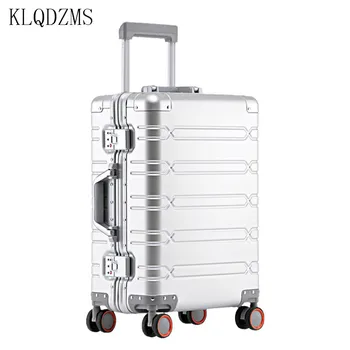 KLQDZMS Мужской багаж на универсальных колесах с алюминиевой рамой, сверхтолстый чемодан-тележка, бизнес-пароль, водонепроницаемые посадочные чехлы