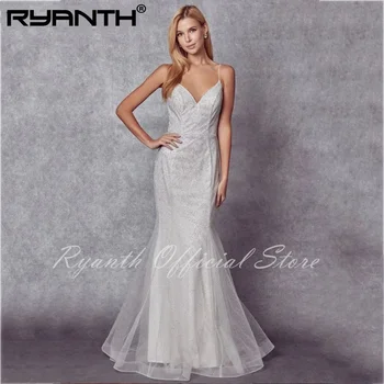 Ryanth 2024, свадебные платья Русалки из блестящего Тюля для женщин, свадебные платья на бретельках с открытой спиной, Платья Mariage Femme