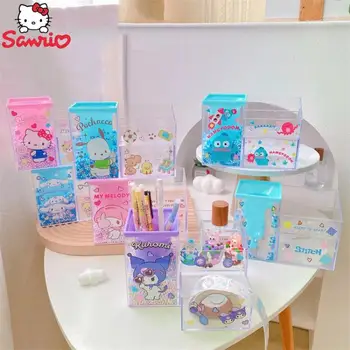 Sanrio Hello Kitty My Melody Cinnamoroll Настольный Ящик Для хранения Прозрачный Акриловый Студенческий Держатель ручки Для творчества Подарок Подруге
