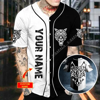 Yinyang Wolf Viking Tattoo С 3D принтом, бейсбольная майка, футболка, топ, футболка, мужская уличная одежда, короткий рукав, V-образный вырез, хип-хоп