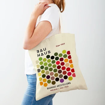 Абстрактные Зеленые радуги Сумка для покупок Bauhaus Геометрические круги Женская сумка-тоут Модные Художественные повседневные женские сумки для покупок