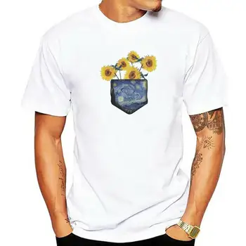 брендовая хлопковая футболка с верхним карманом, полная солнечного света, футболки с изображением Винсента Ван Гога для мужчин, хлопковые повседневные футболки-тройники