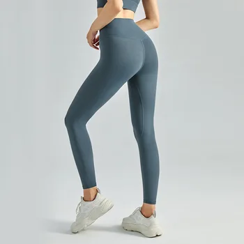 брюки для йоги с высокой талией и подтягивающими ягодицы лайкровыми брюками для фитнеса, женская спортивная одежда для бега, облегающие брюки с карманами телесного цвета LuluLemonS