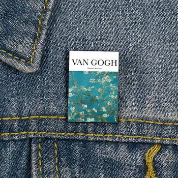 Булавка с изображением цветка миндаля Ван Гога, винтажные броши на заказ, лацкан рубашки, значок для сумки учителя, мультяшные булавки для подружек-любовниц