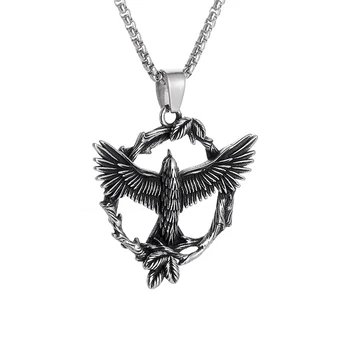 Винтажный скандинавский Рунический кулон Odin Flying Eagle, ожерелье, Мужской Панк-амулет, Ювелирный Подарок
