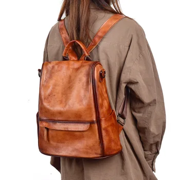 Высококачественный противоугонный женский рюкзак из натуральной воловьей кожи формата А4, желто-черный, из натуральной кожи, женская сумка на плечо Lady M3002