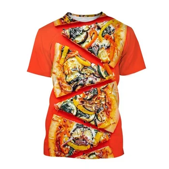 Горячая распродажа, Футболка с 3D-принтом пиццы, Мужские повседневные Футболки с изображением вкусной еды, Топы уличной одежды в стиле Харадзюку, Летняя детская футболка