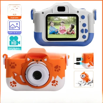 Детские фотоаппараты, цифровые мультяшные фотоаппараты высокой четкости, маленькие игрушки с двойной зеркальной камерой Фото производителей