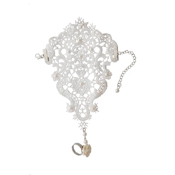 Женская мода, жемчужное кружево, цветок, перчатка-цепочка на палец, браслет в готическом стиле с кольцом, регулируемые аксессуары для невесты, Свадьба 2022