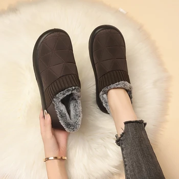 Женские зимние ботинки, лоферы, прогулочная обувь, уличные плюшевые маленькие водонепроницаемые легкие кроссовки на плоской подошве, дышащие кроссовки, черные Размеры 35-41