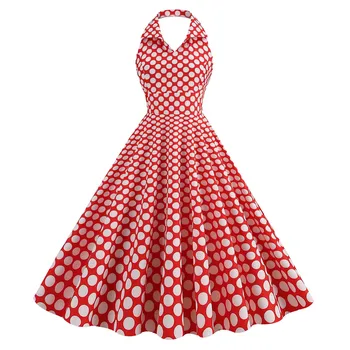 Женское элегантное винтажное платье в стиле рокабилли для женщин, платье-качели в горошек в стиле 1950-х, для ретро-вечеринок, костюмы для фильмов, платья