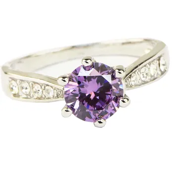 Женское ювелирное кольцо YaYI Fashion Фиолетовый кубический цирконий Серебряного цвета с австрийскими кристаллами Обручальное кольцо свадебный подарок