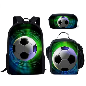 Забавный футбольный мяч с 3D принтом Модный школьный ранец с пеналом Комплект из 3 предметов для подростков Детей мальчиков Повседневный рюкзак Mochilas