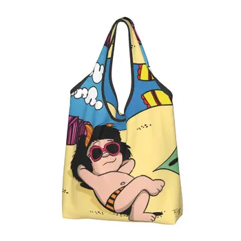 Изготовленная на Заказ Бесплатная хозяйственная сумка Happy Mafalda Женская Портативная Большая вместительная сумка для покупок с героями мультфильмов и аниме
