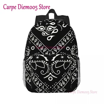 Изготовленный на заказ Черный рюкзак с рисунком банданы, женская мужская модная сумка для книг, сумки в стиле Пейсли для колледжа, школы