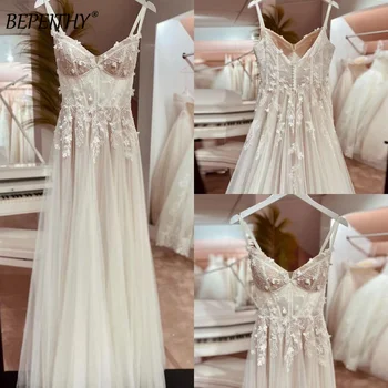 Изящное блестящее свадебное платье невесты на бретельках с вырезом в виде сердечка, свадебные платья с аппликацией, романтические свадебные платья на заказ