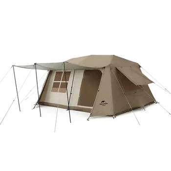 Кемпинг на открытом воздухе, семейная палатка с двумя спальнями, автоматическая палатка с атмосферной световой полосой