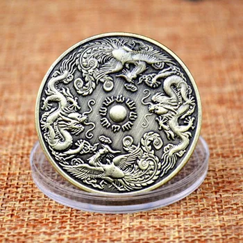 Китайский дракон, Счастливая монета, Древний Феникс, Медное ремесло, Коллекционные монеты, сувениры