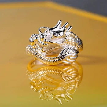 Кольцо с драконом из стерлингового серебра S990, Мужское властное кольцо на указательный палец, Индивидуальность, мода, Хипстер, Полные серебряные украшения