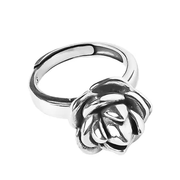 Кольцо С Открытым Носком Из Стерлингового Серебра 925 Пробы Для Женщин, Винтажное Сердце, Цветок Розы, Регулируемые Наращиваемые Кольца На Палец, Простое Кольцо