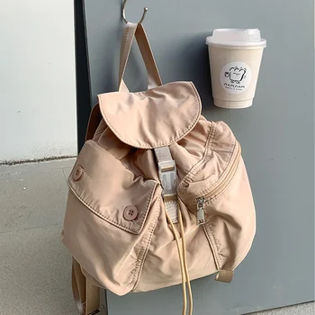Корейский женский нейлоновый рюкзак на шнурке большой емкости для отдыха, студенческий рюкзак для колледжа, качественные дорожные сумки через плечо