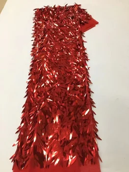 Красная Африканская свадебная кружевная ткань 2023, Высококачественная вышивка, Французское тюлевое кружево, Нигерийская кружевная ткань с пайетками Для вечернего платья