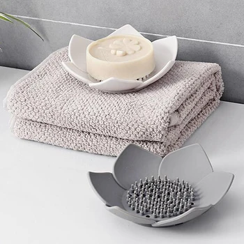 Креативная лепестковая мыльница для ванной комнаты Силиконовый сливной мыльница для унитаза Простая сливная подставка для мыла Ящик для хранения в ванной комнате Контейнер