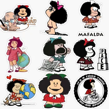 Креативная наклейка с аниме-мультфильмом Mafalda, мотоцикл, Фургон, Велосипед, Автомобильный шлем, Настенный стол, Водонепроницаемая Наклейка из ПВХ, аксессуары