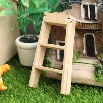 Миниатюрная модель деревянной лестницы Кукольный домик Красно-Белый Деревянный Кукольный Домик Мини-лестница Милые Креативные Фигурки Лестничные игрушки