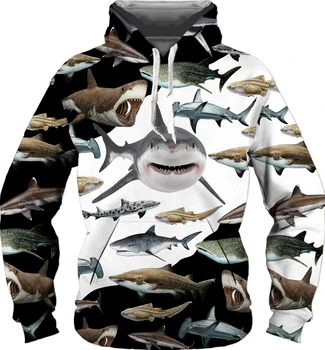 Модная мужская толстовка с 3D принтом морского животного Акулы, уличный пуловер в стиле харадзюку, повседневная толстовка Унисекс