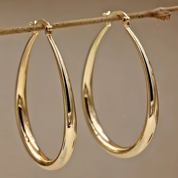 Модные Серебристо-золотые Гладкие серьги-кольца ювелирного подарка для женщин, Свадебные Украшения, подарки