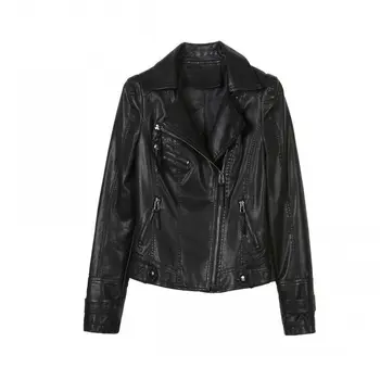 Мотоциклетная кожаная куртка 4XL, Новинка 2023, Кожаное пальто, женские короткие Тонкие весенние и осенние куртки, женские пальто, мода