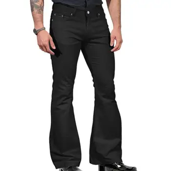 Мужские Расклешенные брюки Мужские Винтажные Расклешенные Широкие Джинсы Slim Fit Средней посадки Расклешенные Брюки Harajuku для Модных
