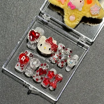 Мультяшные милые нашивки для ногтей Hellokittys Аниме Каваи, одежда ручной работы, гвозди, стразы, готовые изделия для девочек