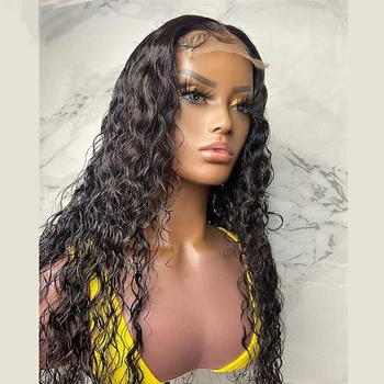 Мягкий Свободный парик с глубокой волной длиной 26 дюймов, натуральный Черный Бесклеевой Парик с кружевами спереди 180% плотности для африканских женщин, выщипываемый ежедневно из волос Младенца