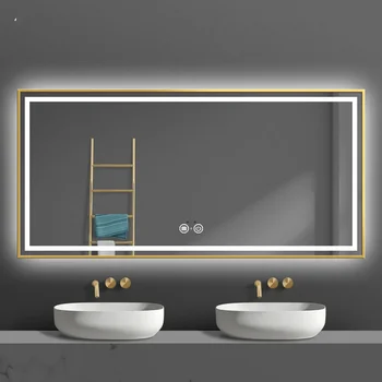 Настенное косметическое зеркало со светодиодной подсветкой Качественное Прямоугольное зеркало для туалетного столика класса Люкс с защитой от запотевания в ванной комнате Espelho Banho Room Decor